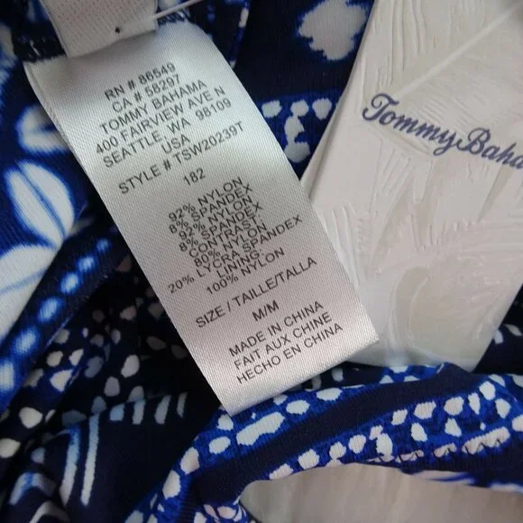 TOMMY BAHAMA Swim Top Bra Cowrie Reversible High Neck NWT M - Picture 10 of 11